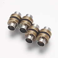 304 Stainless Steel Magnetic Clasps, Column, Antique Bronze, 16x10mm, Hole: 6mm(STAS-E144-052AB)