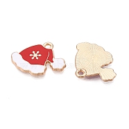 Christmas Theme Alloy Enamel Pendants, Cadmium Free & Lead Free, Light Gold, Hat, 17.5x22x1.5mm, Hole: 1.8mm(ENAM-T020-10L)