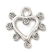 Tibetan Style Alloy Pendants, Heart, Antique Silver, 21x19x2mm, Hole: 3.5x2.5mm, about 403pcs/500g(PALLOY-P293-018AS)