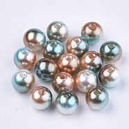 Rainbow ABS Plastic Imitation Pearl Beads, Gradient Mermaid Pearl Beads, Round, Camel, 5.5~6x5~5.5mm, Hole: 1.5mm, about 5000pcs/500g(OACR-Q174-6mm-09)