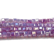 Baking Painted Glass Beads Strands, Imitation Jaed, AB Color, Faceted, Cube, Medium Orchid, 2.5x2.5x2.5mm, Hole: 0.8mm, about 191~193pcs/strand, 18.11~18.50 inch(46~47cm)(DGLA-F002-05D)