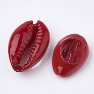 Spray Paint Cowrie Shell Beads, Two Tone, No Hole/Undrilled, Dark Red, 20~25x14~16x5~7mm(SHEL-S274-26B)