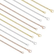 Unisex Casual Style 304 Stainless Steel Curb Chain Necklaces, with Lobster Claw Clasps, Mixed Color, 19.7 inch(50cm), 6pcs/box(STAS-UN0017-96)