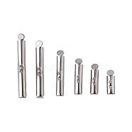 Iron Slide On End Clasp Tubes, Slider End Caps, Platinum, 11x7x3cm, 120pcs/box(IFIN-TA0001-04P)