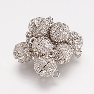 Alloy Rhinestone Magnetic Clasps, Oval, Platinum, 16x10mm, Hole: 1.5mm(X-RB-H116-2-N)