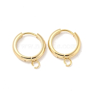 201 Stainless Steel Huggie Hoop Earring Findings, with Horizontal Loop and 316 Surgical Stainless Steel Pin, Real 24K Gold Plated, 13x3mm, Hole: 2.5mm, Pin: 1mm.(STAS-P283-01Y-G)