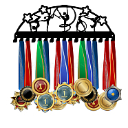 Sport Theme Iron Medal Holder Frame, Medals Display Hanger Rack, 17 Hooks, with Screws, Gymnastics Pattern, 150x400mm(ODIS-WH0045-010)