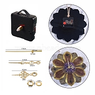 Plastic Long Shaft Clock Movement Mechanism, with Aluminum Pointer & Other Alloy Accessories, Golden, 12~74x6~56x2~16mm(SIMO-PW0001-410G)