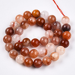 Natural Red Quartz Beads Strands, Round, 10x10.2mm, Hole: 0.9mm, about 38pcs/strand, 15.28''(38.8cm)(G-T140-10mm-01)