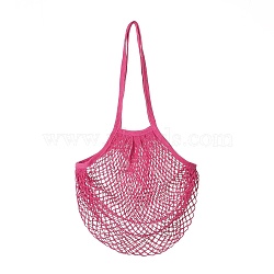 Portable Cotton Mesh Grocery Bags, Reusable Net Shopping Handbag, Old Rose, 58.05cm, Bag: 35x38x1.8cm. (ABAG-H100-A05)