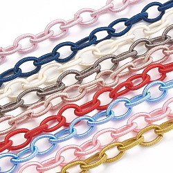 Handmade Nylon Cable Chains Loop, Oval, Mixed Color, 10~12x17~18x2~2.5mm(EC-A001-M-A)