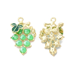 Alloy Enamel Pendants, Golden, Grapes Charm, Light Green, 27.5x18x5.5mm, Hole: 1.8mm(X-ENAM-D046-23G-02)