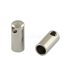 304 Stainless Steel Cord Ends, End Caps, Stainless Steel Color, 7.5x3mm, Hole: 1.5mm, 2.5mm Inner Diameter(X-STAS-S028-31)