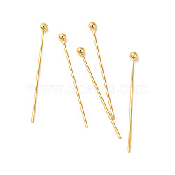 304 Stainless Steel Ball Head Pins, Real 18K Gold Plated, 25x0.5mm, Head: 2mm(X-STAS-K285-03H-G)