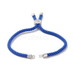 Cotton Cord Bracelet Making, with Brass Findings, Flat Round with Tree of Life, Blue, 8-5/8 inch(22cm), Hole: 2mm(KK-F758-03A-P)