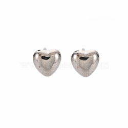 Heart Stud Earrings for Women, Cadmium Free & Lead Free, Silver, 7x7mm, Pin: 0.6mm(EJEW-S213-02A-01S-RS)