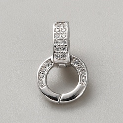 925 Sterling Silver Micro Pave Clear Clear Cubic Zirconia Twister Clasps, Ring, Platinum, 14x8.5x5.5mm, Hole: 4.3x3.5mm, Inner Diameter: 4.4x5mm(STER-WH0008-81D-P)