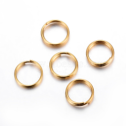 304 Stainless Steel Split Rings, Double Loops Jump Rings, Golden, 5x1mm, Inner Diameter: 3.8mm, Single Wire: 0.5mm(STAS-P223-22G-01)