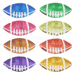 8Pcs 8 Colors PET Paillette Embroidered Cloth Sew on Patches, Rugby, Mixed Color, 100x51x1mm, 1pc/color(PATC-FG0001-89)