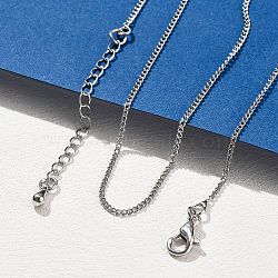 Brass Curb Chain Necklaces for Women, With 304 Stainless Steel Lobster Clasp, Rack Plating Lead Free & Cadmium Free, Long-Lasting Plated, Platinum, 17.76 inch(45.1cm)(NJEW-D302-50P)