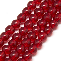 Glass Beads Strands, Round, Red, about 4mm in diameter, hole: 0.5mm, about 80pcs/strand, 13 inch(GR4mm47Y)