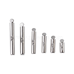 Iron Slide On End Clasp Tubes, Slider End Caps, Platinum, 11x7x3cm, 120pcs/box(IFIN-TA0001-04P)