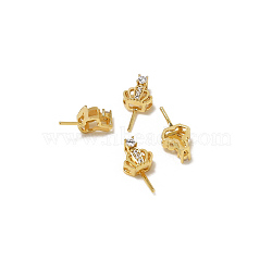 Brass Micro Pave Clear Cubic Zirconia Crown Head Pins, for Baroque Pearl Making, Golden, 16x8mm(BAPE-PW0002-19B-01)