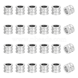 24Pcs 304 Stainless Steel Beads, Large Hole Beads, Grooved Column, Stainless Steel Color, 10x8mm, Hole: 6mm(STAS-UN0050-20)