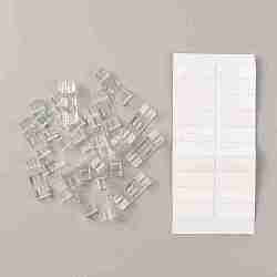 Transparent Acrylic Cord Organizer, Punch Free Cable Management Holder Clip, Rectangle, for Tabletop, Wall, with Stickers, Clear, Clip: 11x31x10mm, Inner Diameter: 8mm, 20pcs/bag(AJEW-WH0367-11-03)