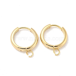 201 Stainless Steel Huggie Hoop Earring Findings, with Horizontal Loop and 316 Surgical Stainless Steel Pin, Real 24K Gold Plated, 13x3mm, Hole: 2.5mm, Pin: 1mm.(STAS-P283-01Y-G)