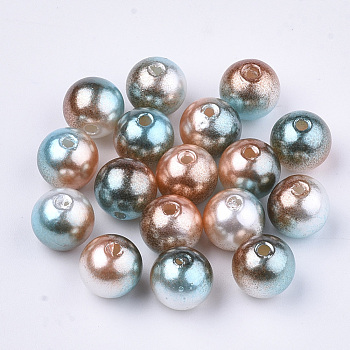 Rainbow ABS Plastic Imitation Pearl Beads, Gradient Mermaid Pearl Beads, Round, Camel, 5.5~6x5~5.5mm, Hole: 1.5mm, about 5000pcs/500g