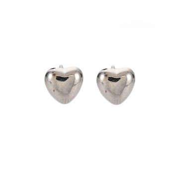 Heart Stud Earrings for Women, Cadmium Free & Lead Free, Silver, 7x7mm, Pin: 0.6mm