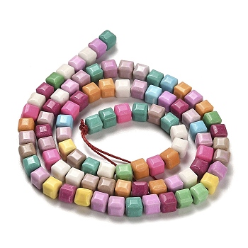 Natural Agate Beads Strands, Dyed, Cube, Mixed Color, 4.5x4.5x4.5mm, Hole: 1.2mm, about 88pcs/strand, 15.04''(38.2cm)