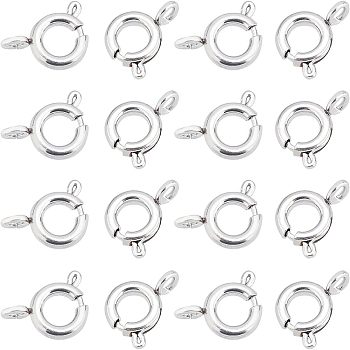 30Pcs 304 Stainless Steel Spring Ring Clasps, Manual Polishing, Necklace Design Materials, Stainless Steel Color, 5mm, Hole: 1mm