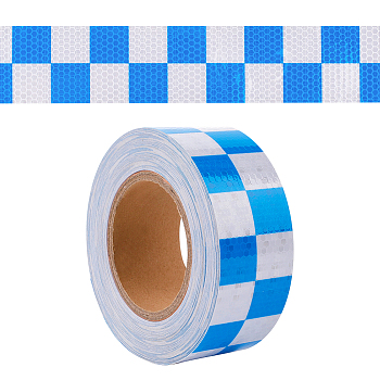 Waterproof PVC Reflective Warning Stickers, Safety Sign Caution Tartan Decals for Vehicle, Cadet Blue, 50x0.3mm, about 25m/roll