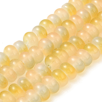 Baking Paint Glass Beads Strands, Rondelle, Gold, 8x4.5mm, Hole: 1.2mm, about 162pcs/strand, 29.92 inch(76cm)