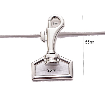 Zinc Alloy Swivel Clasps, Platinum, 55mm