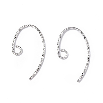 Brass Earring Hooks, with Horizontal Loops, Platinum, 20x12x1mm, Hole: 2mm, 18 Gauge, Pin: 1mm