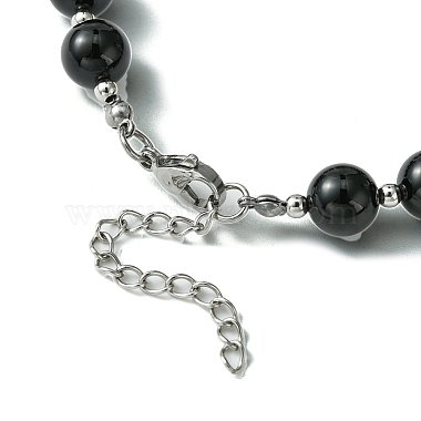 Natural Black Agate Beaded Bracelet(BJEW-TA00402-01)-4