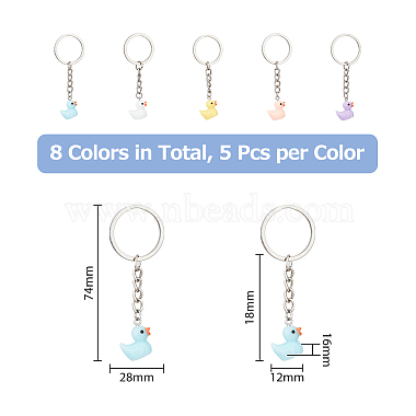 40Pcs 5 Colors Mini Duck Resin Pendant Keychain(KEYC-PH01492)-2