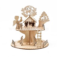 DIY Christmas Style Hand Painting 3D Courtyard Crafts Assembly Kit, with Unfinished Wooden House, Angle, Christmas Trees, Reindeer, Snowman, Fence, Navajo White, 8~175x17.5~205x2~2.5mm, 20pcs/set(DIY-N004-01)