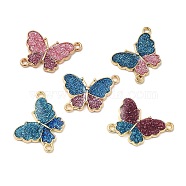 Rack Plating Alloy Enamel Connector Charms, Butterfly Links with Glitter Powder, Long-Lasting Plated, Cadmium Free & Nickel Free & Lead Free, Golden, Mixed Color, 14x19.5x2mm, Hole: 1.3mm(ENAM-K069-22G)