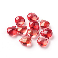 Transparent Glass Beads, with Glitter Powder, Dyed & Heated, Teardrop, Red, 12x9x6mm, Hole: 1mm(X-EGLA-L026-A05)