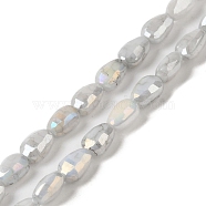 Electroplate Glass Beads Strands, Rainbow Plated, Faceted, Teardrop, Gainsboro, 6.5x4.5x3.5mm, Hole: 1mm, about 70pcs/strand, 17.72''(45cm)(GLAA-D013-05H)