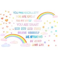 PVC Wall Stickers, with Inspirational Phrase, Rectangle, for Home Living Room Bedroom Decoration, Rainbow Pattern, 400x1160mm(DIY-WH0228-315)