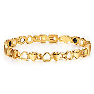 SHEGRACE Stainless Steel Watch Band Bracelets, Heart, Real 18K Gold Plated, 8-5/8 inch(22cm)(JB656B)