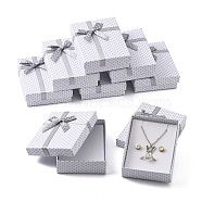 Cardboard Jewelry Set Boxes, with Bowknot Outside and Sponge Inside, for Necklaces and Pendants, Rectangle, White, 90x70x30mm(CBOX-R012-9x7cm-3)