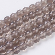 Natural Agate Beads Strands, Round, Light Grey, 8mm, Hole: 1mm(X-G-G583-8mm-08)