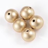 Matte Style Spray Painted Acrylic Beads, Round, Gold, 6mm, Hole: 1.5mm, about 4430pcs/500g(ACRP-S669-6mm-02)