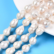 Natural Baroque Pearl Keshi Pearl Beads Strands, Cultured Freshwater Pearl, Round, Seashell Color, 10~24x9~13mm, Hole: 0.6mm, about 18~32pcs/strand, 14.96~15.55 inch(38~39.5cm)(PEAR-S019-02E-01)